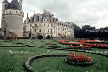 Chateau, gardens, lawn, grass