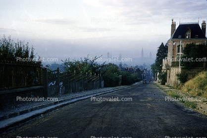 Road, Drive, Early Morning Mist, Roueu, September 10, 1955, 1950s