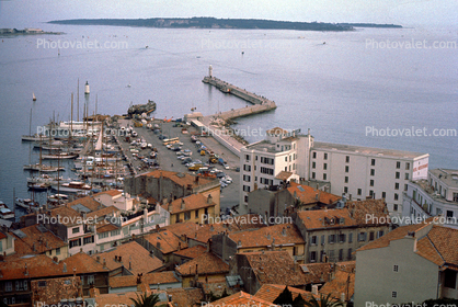 Harbor, Jetty, red roofs, buildings, dock, Pier, cars