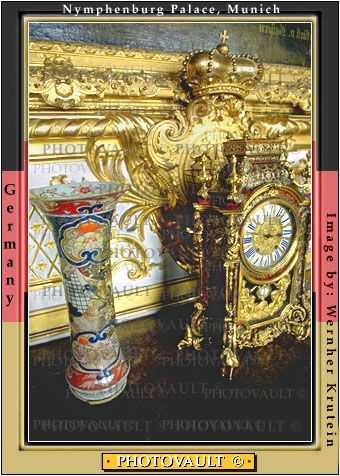Clock, Vase, Nymphenburg Castle, Schlo? Nymphenberg, Munich, roman numerals