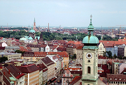 Red Roofs, Rooftops, Cityscape, Munich