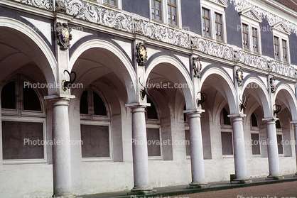 arches, classic building, The Johanneum, 16th-century Renaissance building, former royal stables, Dresden