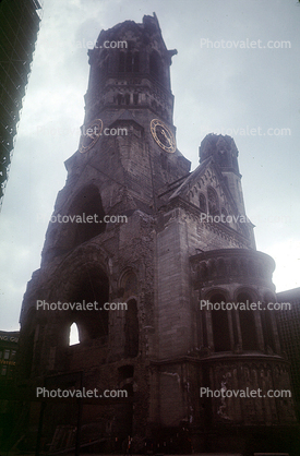 Kaiser Wilhelm Ged?chtniskirche, Memorial Church, ruins, Berlin, 1950s