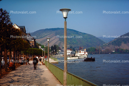 Philipp Hebel, Riverside, Dock, Rhine River, (Rhein), May 1970, 1970s
