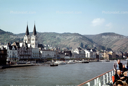 Church, Town, Village, Cathedral, Rhine River, (Rhein), May 1970, 1970s