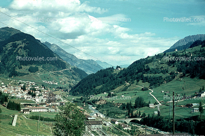 Valley, Mountains, Village, Town