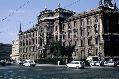 Building, cars, Munich, September 1969, 1960s