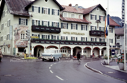 Hotel Wittelsbach, L?ftlmalerei, Fairytale , Wall Art, Luftlmalerei, wall-painting, Oberammergau, Bavaria, Garmisch-Partenkirchen