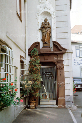Door, Statue, Entrance, Bad Mergentheim, Baden-W?rttemberg, Stuttgart, Main-Tauber-Kreis, Germany