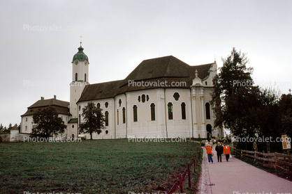 Pilgrimage Church of Wies, landmark building, tower, rococo, Steingaden, Weilheim-Schongau, Bavaria