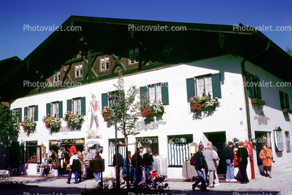 flowers, building, stores, shops, Oberammergau, Garmisch-Partenkirchen district, Bavaria