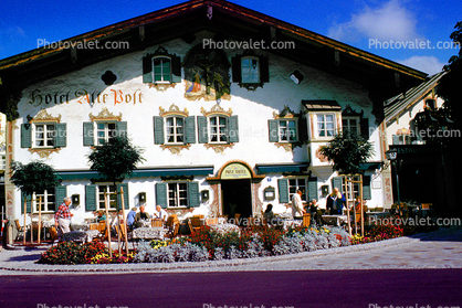 Hotel Alte Post, Peter and the Wolf, Wall Art, Luftlmalerei, wall-painting, Oberammergau, Garmisch-Partenkirchen district, Bavaria, L?ftlmalerei
