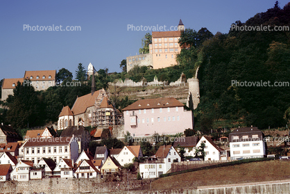 Hirschhorn, Neckar River, Hillside, Hill, Homes, Houses, Wall