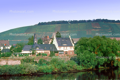 buildings, hill, Koblenz, town, Mosel River