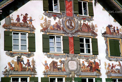 Home, House, Painting, Fairytale, Bavaria, Garmisch-Partenkirchen, L?ftlmalerei, Fairytales, Wall Art, Luftlmalerei, wall-painting, Oberammergau