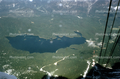 Lake, Forest, Mountains, Alps, Snow, Ice, Zugspitze