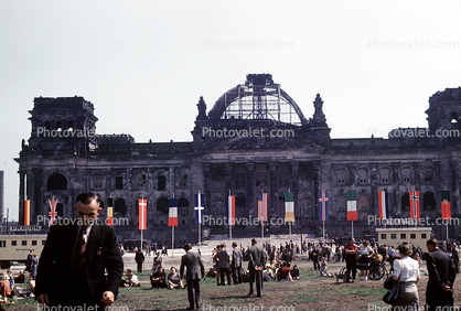 Reichstag Ruins, WWII, War Damage, Palace, Government Building, Bundestag, German national Parliament, Landmark, Berlin,, 1952, 1950s
