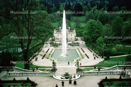 Pool, Water Fountain, aquatics, Statue, Stairs, Steps, Trees, Schloss Linderhof, Linderhof Palace, Schloss, Museum, Ettal, Bavaria
