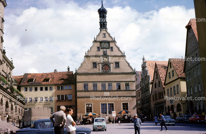 Rothenburg ob der Tauber, car, vehicle, automobile, Bavaria, Middle Franconia, Ansbach, June 1962