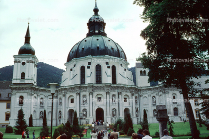 Ettal Abbey, (Kloster Ettal), gothic, Benedictine monastery, Ettal Monastery, Dome, landmark building, Garmisch-Partenkirchen, Bavaria, June 1979, 1970s