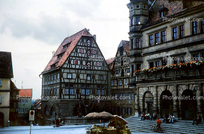 Town Square, Steps, Rothenburg ob der Tauber, Bavaria, Middle Franconia, Ansbach