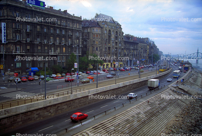 Street, Road, cars, buildings, urban, Budapest