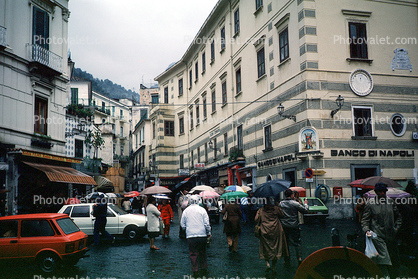 Crowded Street in the Rain, Umbrellas