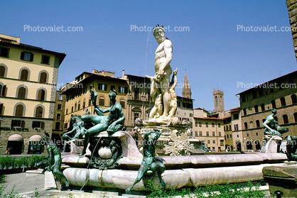 Fountain of Neptune in Florence, Italian: Fontana del Nettuno, Signoria square, Trident