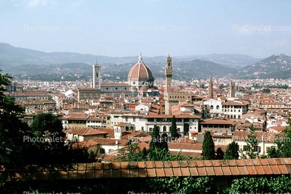 Cathedral of Santa Maria del Fiore, Duomo, Bell tower of Palazzio Vecchio, Arno River, Florence, landmark