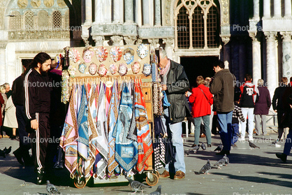 Scarf Vendor, tourists, Venice