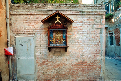 Tiny Outdoor Altar and Brick Wall
