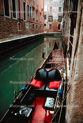 Red Cushions on a Gondola, Waterway inVenice, Waterway, Canal