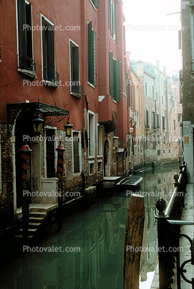 Waterway and Red Homes in Venice