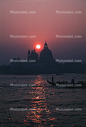 San Giorgio Maggiore island sunset, Gondola, Venice, Waterway, Canal