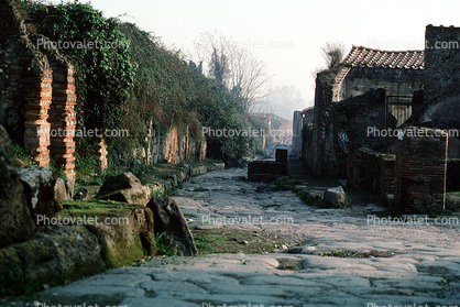 Cobblestone Road, roadway, Ruins of Pompei