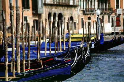 Docked Gondolas, Venice, Waterway, Canal