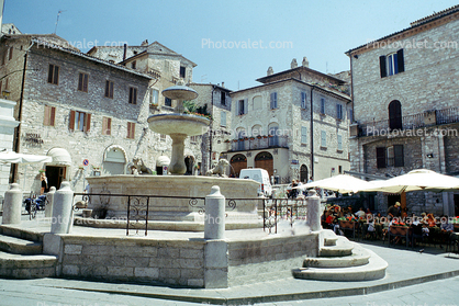 Water Fountain, buildings, Assisi