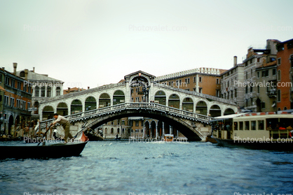 Rialto Bridge, Grand Canal, boat, Venice, Waterway, Canal