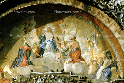 Fresco, Jesus Christ, angels, cross