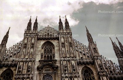 Spires, statues, Milan Cathedral, (Italian: Duomo di Milano), 1950s