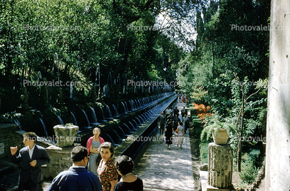 Gardens, trees, path, walkway, Water Fountain, aquatics, Tivoli, 1940s