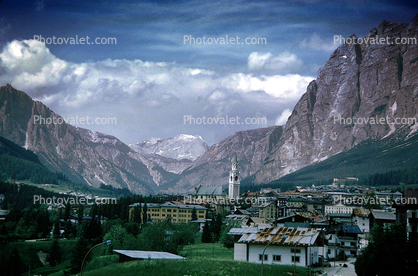 Italian Alps, Village, Town, Cliffs, Homes, Houses, Tower, Valley