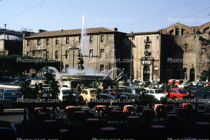 Water Fountain, aquatics, Roundabout, cars, Fiat, 1950s