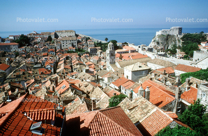 Red Rooftops, Buildings, skyline, Adriatic Sea