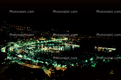Harbor, Twin Lighthouses Harbor Entrance, night, nighttime, skyline, boats, shore, coast, coastline, Monaco