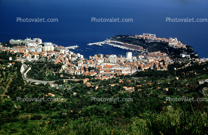 Monaco, square Harbor, Twin Lighthouses, buildings, cityscape, Mediterranean Sea