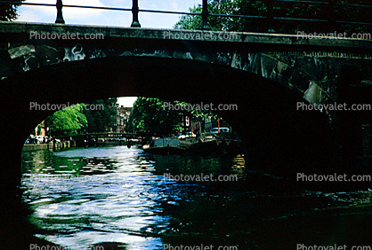Bridge, Arch, Waterway, Canal, Amsterdam, 1950s