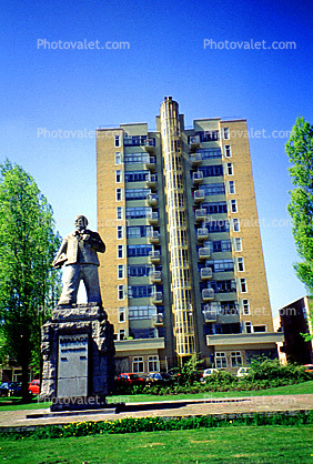 Standbeeld van H.P. Berlage, Bouwmeester Statue, Building, Amsterdam, landmark