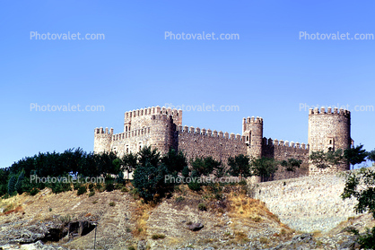 Castle, landmark, building, turrets, tower, hilltop