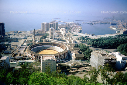 Bullring, Stadium, Harbor, waterfront, Malaga